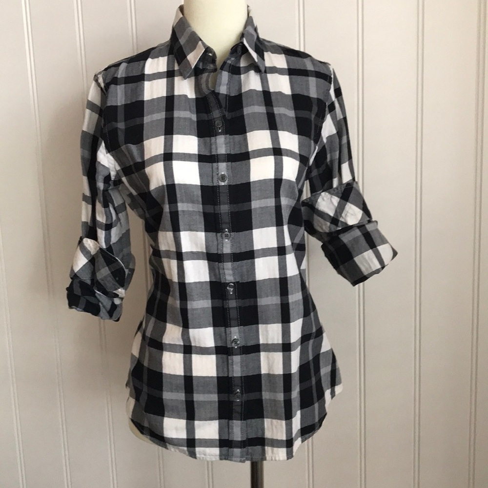 BR black plaid button down shirt